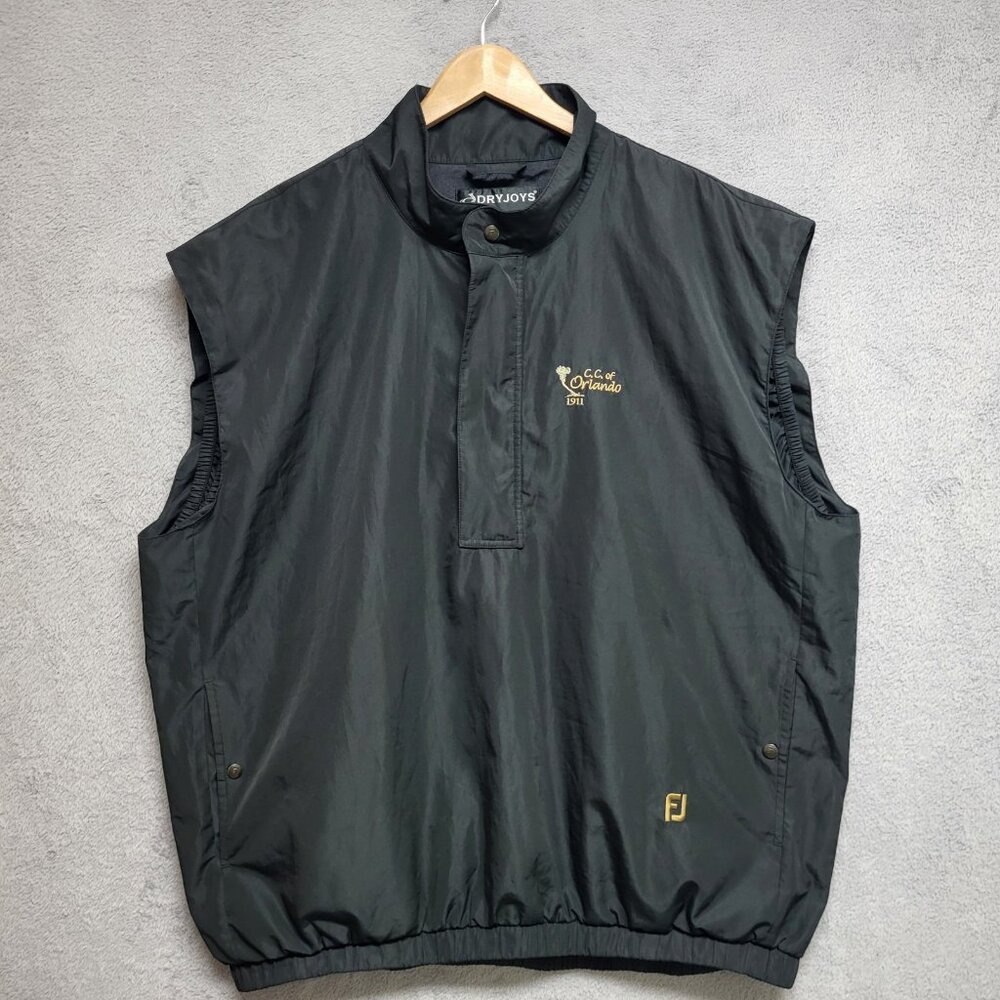 DryJoys Vest Mens XL Black Windbreaker 1/2 Zip FootJoy Country Club Of Orlando